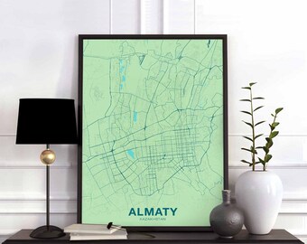ALMATY Kazakhstan poster color Hometown City Print Modern Home Decor Office Decoration Wall Art Dorm Bedroom Gift