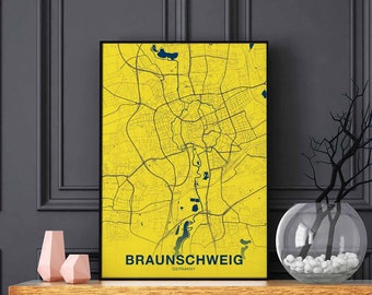 BRAUNSCHWEIG Germany poster color Hometown City Print Modern Home Decor Office Decoration Wall Art Dorm Bedroom Gift
