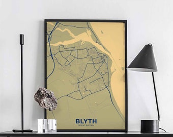 BLYTH Great Britain UK map poster color Hometown City Print Modern Home Decor Office Decoration Wall Art Dorm Bedroom Gift