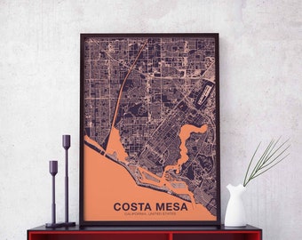 COSTA MESA California CA usa poster color Hometown City Print Modern Home Decor Office Decoration Wall Art Dorm Bedroom Gift