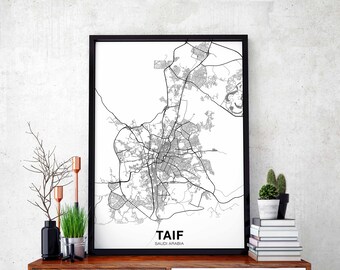 TAIF Saudi Arabiamap poster Hometown City Print Modern Home Decor Office Decoration Wall Art Dorm Bedroom Gift