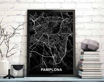 PAMPLONA Spain map poster black white Hometown City Print Modern Home Decor Office Decoration Wall Art Dorm Bedroom Gift