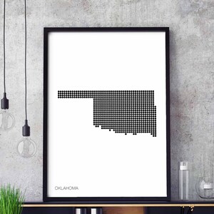 OKLAHOMA USA Landkarte Plakat schwarz weiß Landkarte Plakat Design modern schweizer skandinavisch skandinavisch Einweihungsparty Geschenk