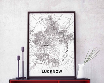 LUCKNOW India map poster Hometown City Print Modern Home Decor Office Decoration Wall Art Dorm Bedroom Gift