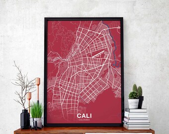 CALI Colombia map poster color Hometown City Print Modern Home Decor Office Decoration Wall Art Dorm Bedroom Gift