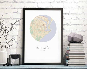 NEWCASTLE Australia map poster wall decor design modern minimal nordic travel bedroom home art vintage retro dorm nursery housewarming