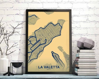 LA VALETTA Malta map poster color Hometown City Print Modern Home Decor Office Decoration Wall Art Dorm Bedroom Gift art