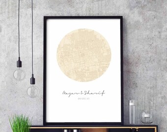 MAZAR Afghanistan map poster wall decor design modern minimal nordic travel bedroom home art vintage retro dorm nursery housewarming