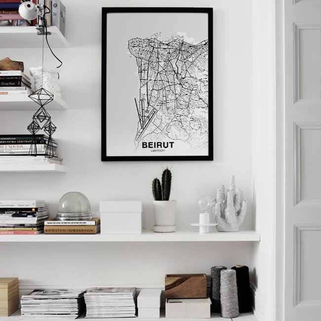 Beirut Lebanon Map Poster Hometown City Print Modern Home Decor