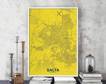 SALTA Argentina map poster color Hometown City Print Modern Home Decor Office Decoration Wall Art Dorm Bedroom Gift art