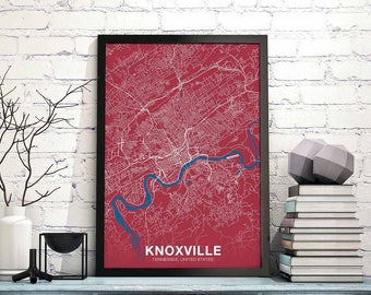 KNOXVILLE Tennessee TN US map poster color Hometown City Print Modern Home Decor Office Decoration Wall Art Dorm Bedroom Gift