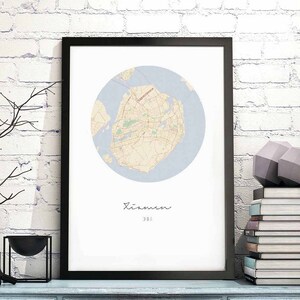 XIAMEN China map poster wall decor design modern minimal nordic travel bedroom home art vintage retro dorm nursery housewarming