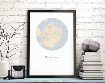 XIAMEN China map poster wall decor design modern minimal nordic travel bedroom home art vintage retro dorm nursery housewarming