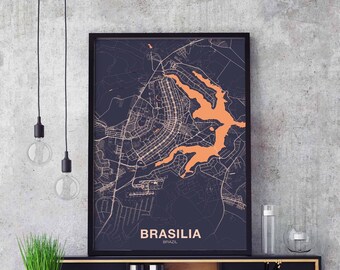 BRASILIA Brazil poster color Hometown City Print Modern Home Decor Office Decoration Wall Art Dorm Bedroom Gift