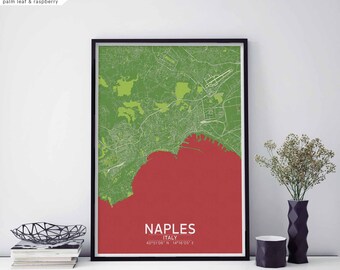 NAPLES NAPOLI Italy map poster black white Hometown City Print Modern Home Decor Office Decoration Wall Art Dorm Bedroom Gift
