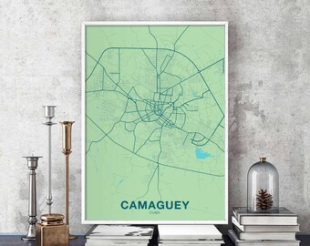 CAMAGUEY Cuba map poster color Hometown City Print Modern Home Decor Office Decoration Wall Art Dorm Bedroom Gift