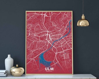 ULM Germany poster color Hometown City Print Modern Home Decor Office Decoration Wall Art Dorm Bedroom Gift