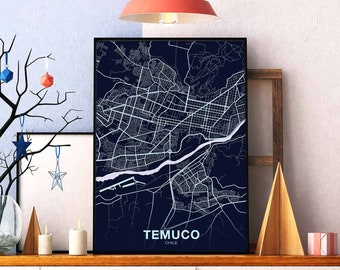 TEMUCO Chile poster color Hometown City Print Modern Home Decor Office Decoration Wall Art Dorm Bedroom Gift