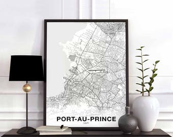 PORT-AU-PRINCE Haiti map poster Hometown City Print Modern Home Decor Office Decoration Wall Art Dorm Bedroom Gift