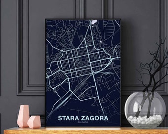 STARA ZAGORA Bulgaria poster color Hometown City Print Modern Home Decor Office Decoration Wall Art Dorm Bedroom Gift