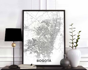 BOGOTA Colombia map poster Hometown City Print Modern Home Decor Office Decoration Wall Art Dorm Bedroom Gift