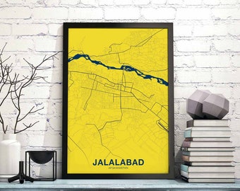 JALALABAD Afghanistan map poster color Hometown City Print Modern Home Decor Office Decoration Wall Art Dorm Bedroom Gift