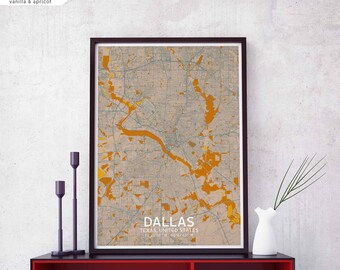 DALLAS Texas USA map poster black white Hometown City Print Modern Home Decor Office Decoration Wall Art Dorm Bedroom Gift