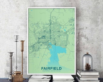 FAIRFIELD California CA USA poster color Hometown City Print Modern Home Decor Office Decoration Wall Art Dorm Bedroom Gift