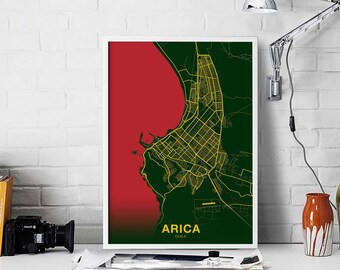 ARICA Chile map poster color Hometown City Print Modern Home Decor Office Decoration Wall Art Dorm Bedroom Gift