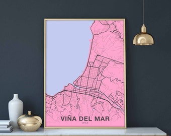 VINA DEL MAR Chile poster color Hometown City Print Modern Home Decor Office Decoration Wall Art Dorm Bedroom Gift