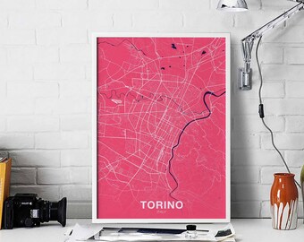 TORINO Italy map poster color Hometown City Print Modern Home Decor Office Decoration Wall Art Dorm Bedroom Gift