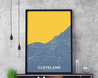 CLEVELAND Ohio OH USA poster color Hometown City Print Modern Home Decor Office Decoration Wall Art Dorm Bedroom Gift