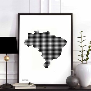 BRASILIEN Landkarte Punkte Retro schwarz weiss Wand Dekor Design modern schweizerisch skandinavisch elegant Einweihungsparty