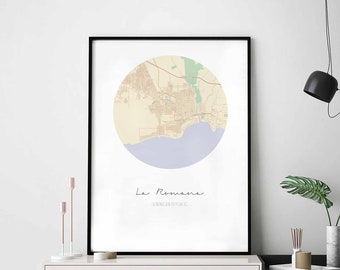 LA ROMANA Dominican Republic map poster wall decor design modern minimal nordic travel bedroom home art vintage retro dorm nursery