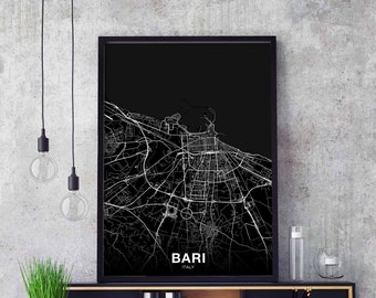BARI Italy map poster Hometown City Print Modern Home Decor Office Decoration Wall Art Dorm Bedroom Gift