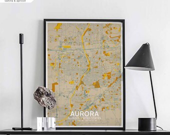 AURORA Illinois USA map poster black white Hometown City Print Modern Home Decor Office Decoration Wall Art Dorm Bedroom Gift