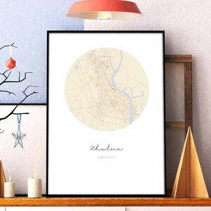 KHULNA Bangladesh mappa poster decorazione da parete design moderno minimal nordico viaggio camera da letto casa arte vintage retrò dormitorio asilo nido inaugurazione della casa