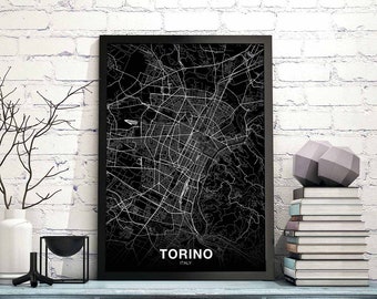 TORINO Italy map poster black white Hometown City Print Modern Home Decor Office Decoration Wall Art Dorm Bedroom Gift