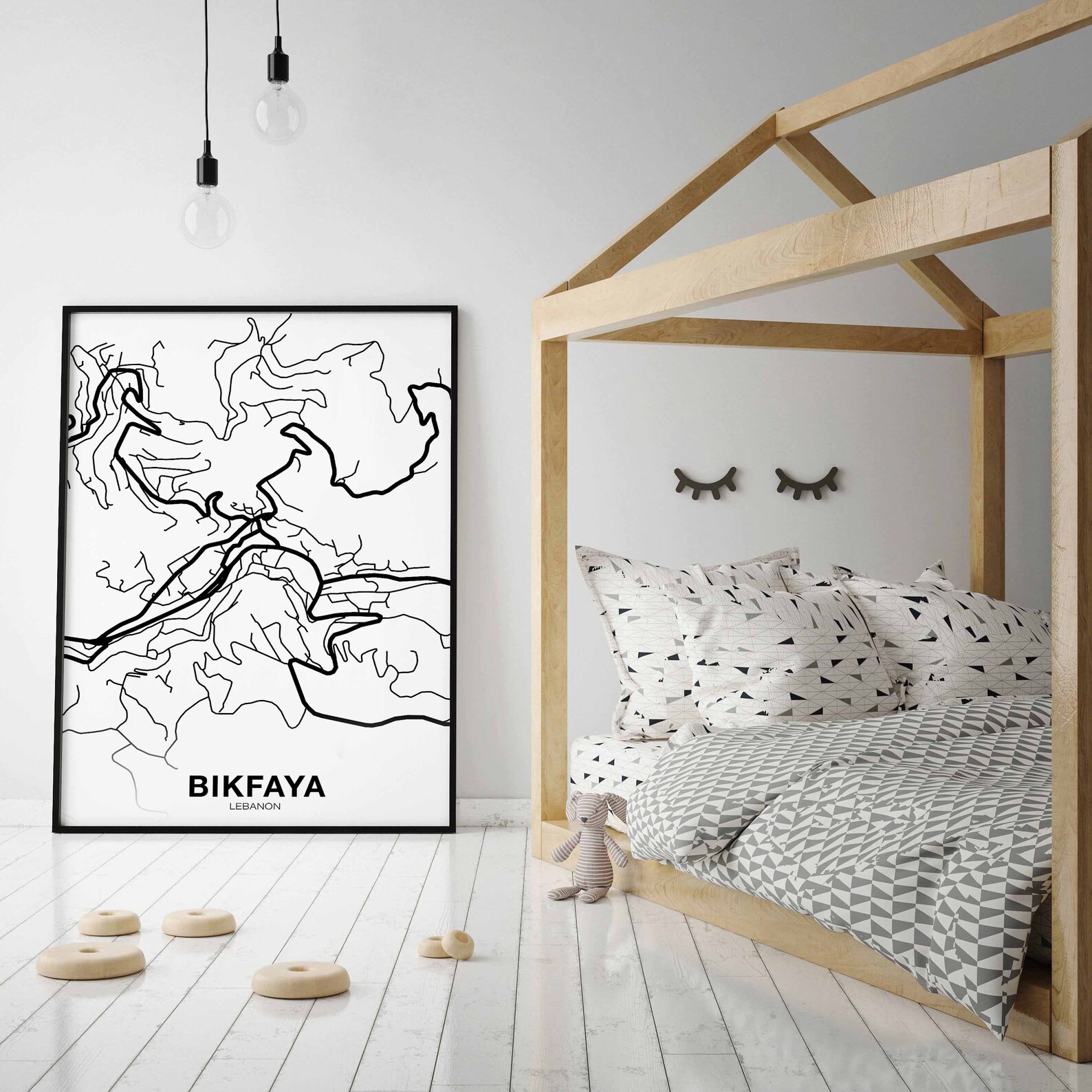 BIKFAYA Lebanon Map Poster Hometown City Print Modern Home Etsy