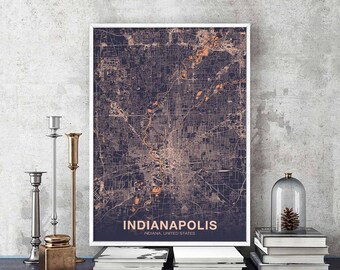 INDIANAPOLIS Indiana IN USA poster color Hometown City Print Modern Home Decor Office Decoration Wall Art Dorm Bedroom Gift
