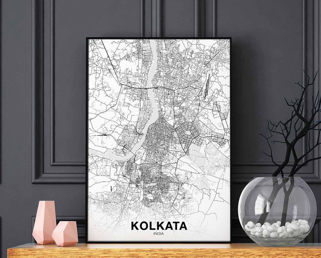 KOLKATA CALCUTTA India Map Poster Hometown City Print Modern Home Decor