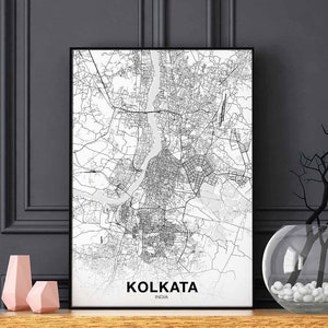 KOLKATA CALCUTTA India map poster Hometown City Print Modern Home Decor Office Decoration Wall Art Dorm Bedroom Gift