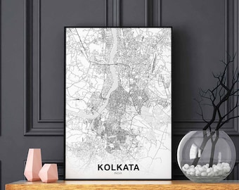 KOLKATA CALCUTTA India map poster Hometown City Print Modern Home Decor Office Decoration Wall Art Dorm Bedroom Gift
