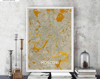 MOSCOW Russia map poster black white Hometown City Print Modern Home Decor Office Decoration Wall Art Dorm Bedroom Gift