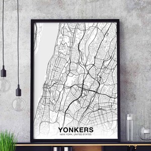 YONKERS New York NY USA Landkarte Plakat schwarz weiß Wanddeko Design modernes Motto skandinavisch minimalistisch elegant Einweihungsparty Geschenk