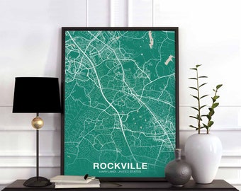 ROCKVILLE Maryland MD USA poster color Hometown City Print Modern Home Decor Office Decoration Wall Art Dorm Bedroom Gift