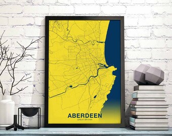 ABERDEEN Great Britain poster color Hometown City Print Modern Home Decor Office Decoration Wall Art Dorm Bedroom Gift