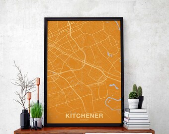 KITCHENER Canada poster color Hometown City Print Modern Home Decor Office Decoration Wall Art Dorm Bedroom Gift