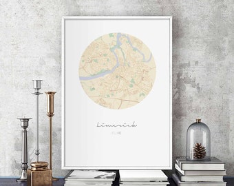 LIMERICK Ireland map poster wall decor design modern minimal nordic travel bedroom home art vintage retro dorm nursery housewarming
