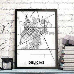 DELICAAS mexique carte affiche ville natale ville impression moderne décor à la maison bureau décoration mur art dortoir chambre cadeau